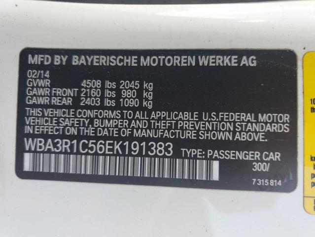 WBA3R1C56EK191383 - 2014 BMW 435 I WHITE photo 12