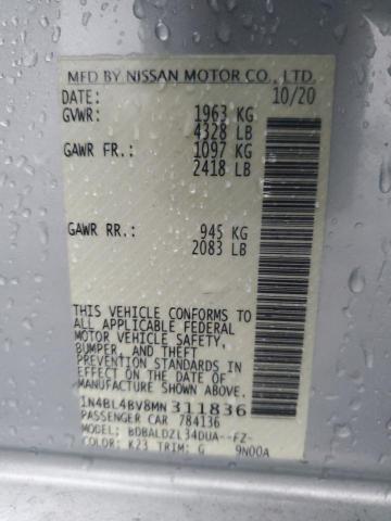 1N4BL4BV8MN311836 - 2021 NISSAN ALTIMA S SILVER photo 12