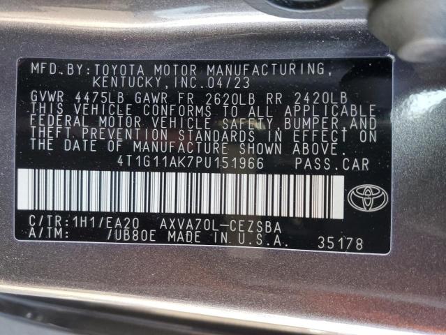 4T1G11AK7PU151966 - 2023 TOYOTA CAMRY SE NIGHT SHADE CHARCOAL photo 12