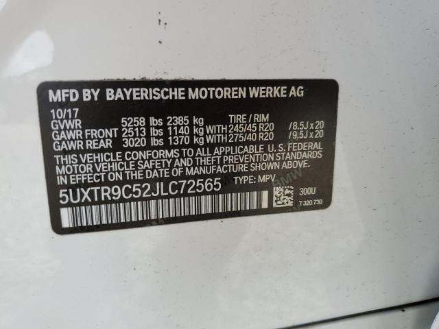 5UXTR9C52JLC72565 - 2018 BMW X3 XDRIVE30I WHITE photo 13