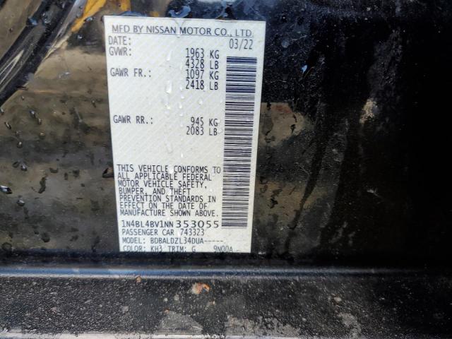 1N4BL4BV1NN353055 - 2022 NISSAN ALTIMA S BLACK photo 12