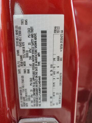 5LMCJ1A96FUJ45440 - 2015 LINCOLN MKC RED photo 12