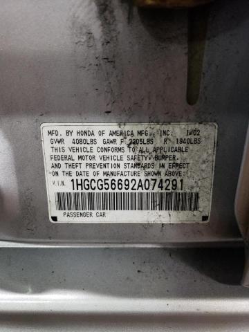 1HGCG56692A074291 - 2002 HONDA ACCORD EX SILVER photo 13