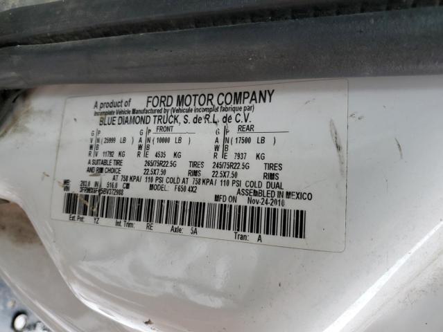 3FRWX6FC5BV372988 - 2011 FORD F650 SUPER DUTY WHITE photo 13