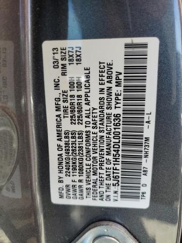 5J6TF1H54DL001636 - 2013 HONDA CROSSTOUR EXL ნაცრისფერი ფოტო 12