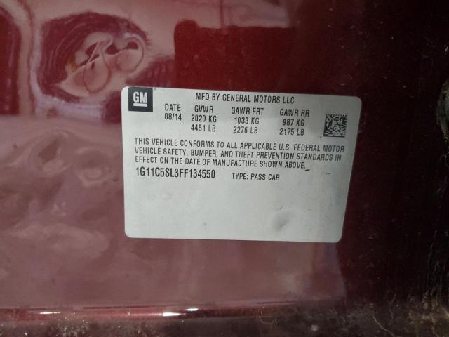 1G11C5SL3FF134550 - 2015 CHEVROLET MALIBU 1LT 勃艮第红 照片 12