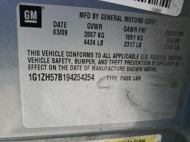 1G1ZH57B194254254 - 2009 CHEVROLET MALIBU 1LT BLUE photo 12