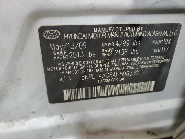 5NPET4AC8AH596332 - 2010 HYUNDAI SONATA GLS SILVER photo 12