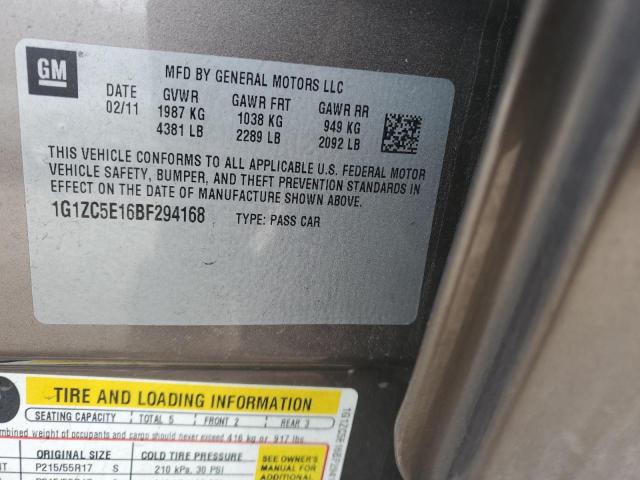 1G1ZC5E16BF294168 - 2011 CHEVROLET MALIBU 1LT 棕色 照片 12