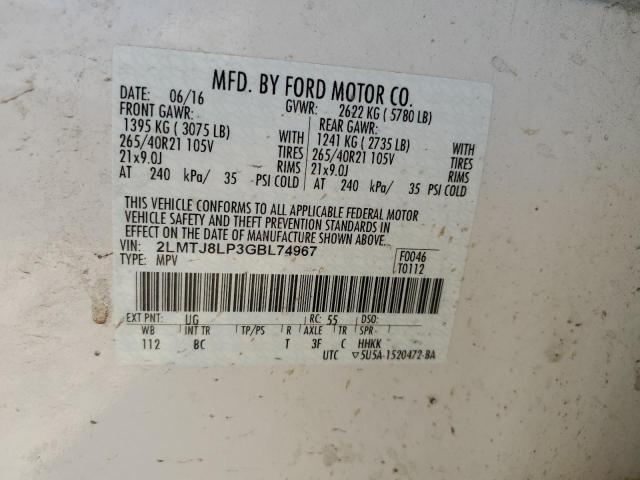 2LMTJ8LP3GBL74967 - 2016 LINCOLN MKX RESERVE Ağ foto 13