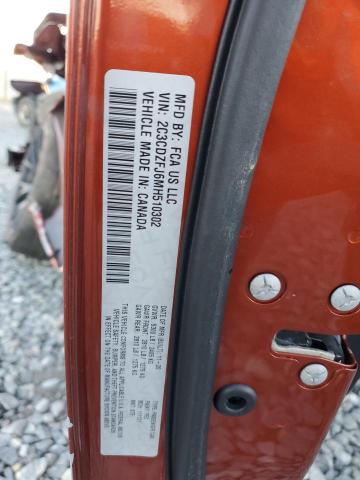 2C3CDZFJ6MH510302 - 2021 DODGE CHALLENGER R/T SCAT PACK ORANGE photo 12