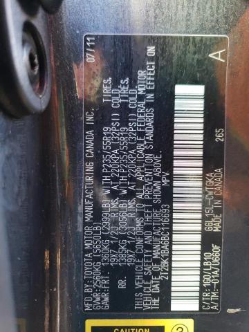 2T2BK1BA6BC116693 - 2011 LEXUS RX 350 GRAY photo 12