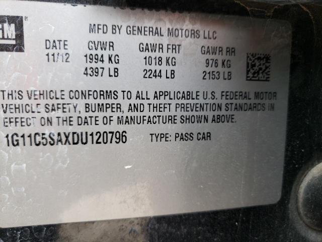 1G11C5SAXDU120796 - 2013 CHEVROLET MALIBU 1LT 黑色 照片 12