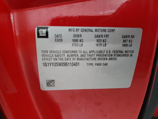 1G1YY25W295113431 - 2009 CHEVROLET CORVETTE RED photo 12