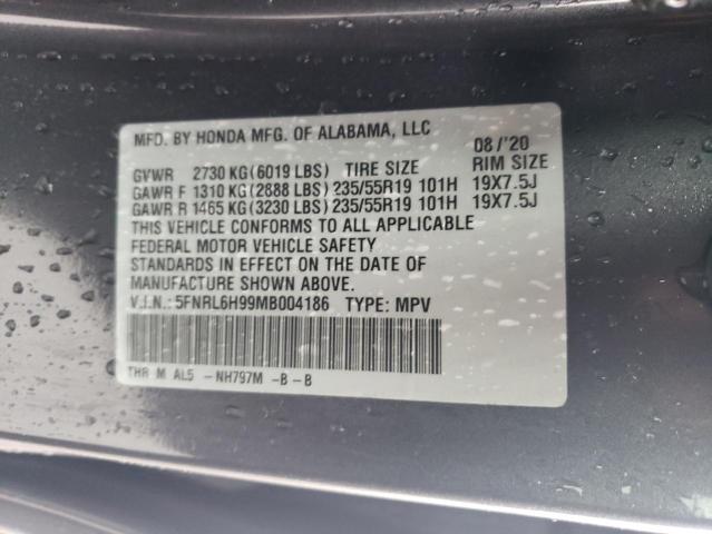 5FNRL6H99MB004186 - 2021 HONDA ODYSSEY ELITE GRAY photo 13