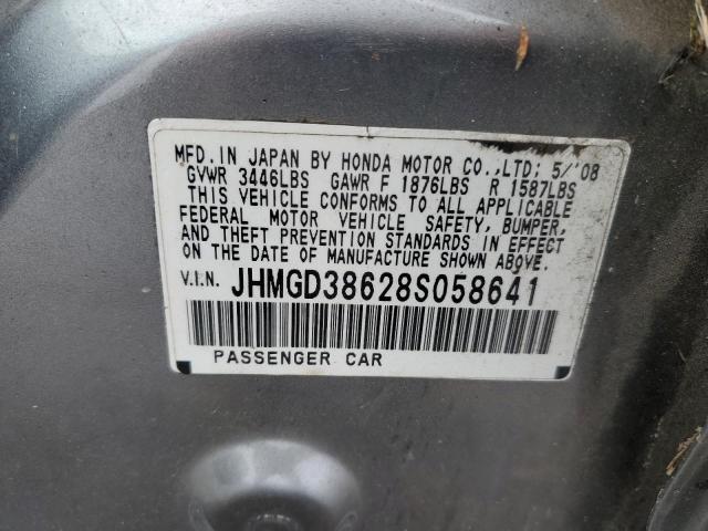 JHMGD38628S058641 - 2008 HONDA FIT SPORT GRAY photo 12