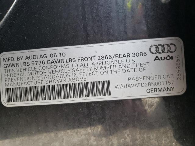 WAUAVAFD2BN001157 - 2011 AUDI A8 QUATTRO GRAY photo 12