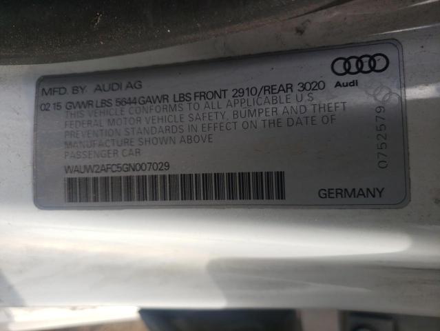 WAUW2AFC5GN007029 - 2016 AUDI S7 PRESTIGE WHITE photo 12