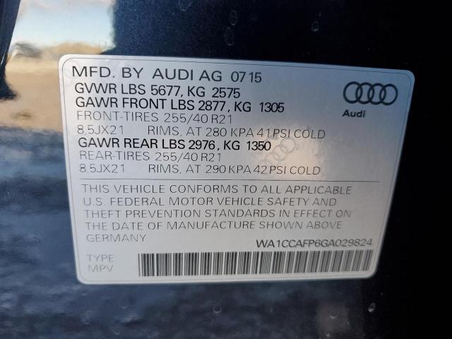 WA1CCAFP6GA029824 - 2016 AUDI SQ5 PREMIUM PLUS GRAY photo 12