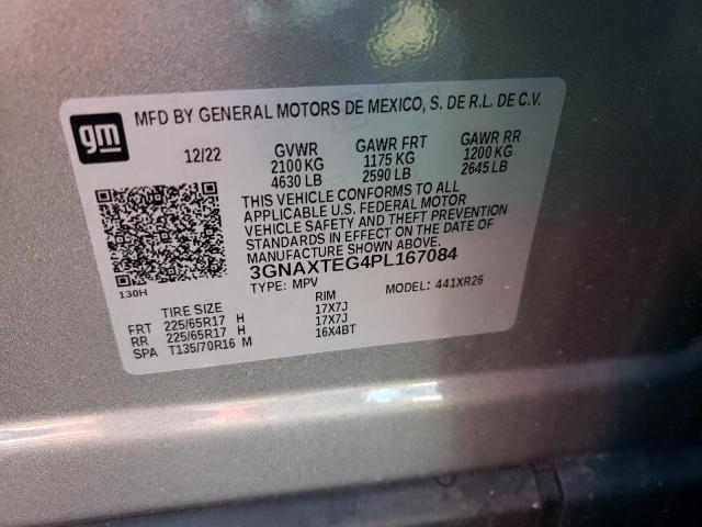 3GNAXTEG4PL167084 - 2023 CHEVROLET EQUINOX LT SILVER photo 14