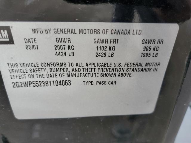 2G2WP552381104063 - 2008 PONTIAC GRAND PRIX BLACK photo 12