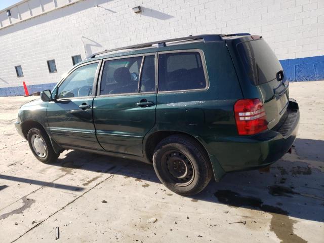 JTEGD21AX20023774 - 2002 TOYOTA HIGHLANDER GREEN photo 2