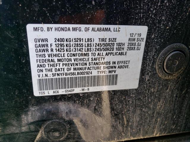 5FNYF8H56LB002924 - 2020 HONDA PASSPORT EXL GREEN photo 13