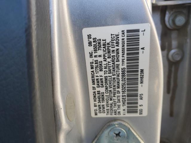 1HGES16325L028865 - 2005 HONDA CIVIC DX VP 银色 照片 12