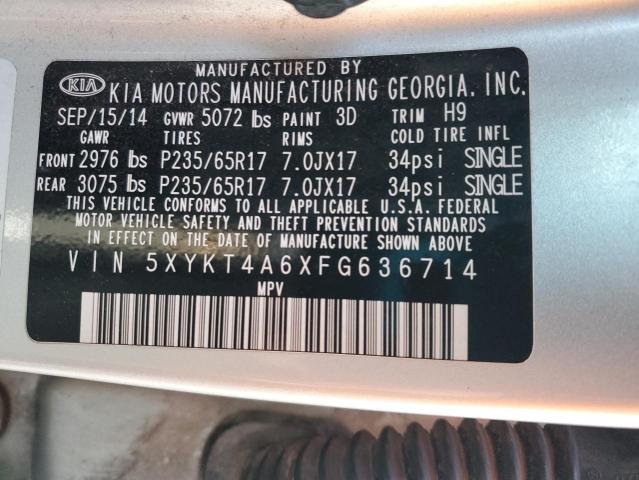 5XYKT4A6XFG636714 - 2015 KIA SORENTO LX SILVER photo 12