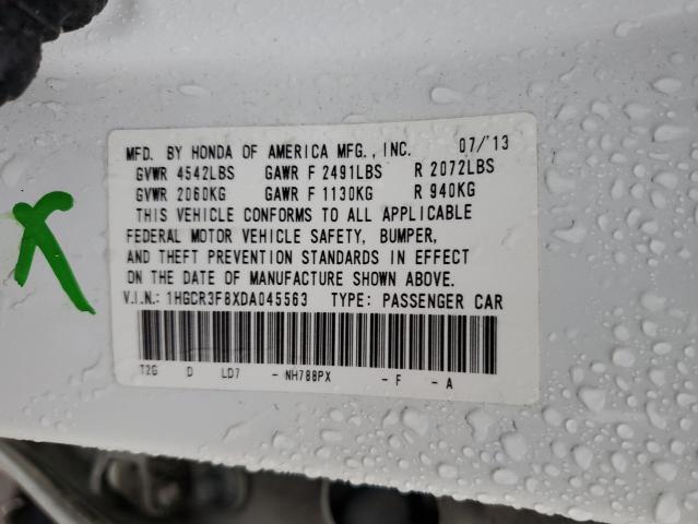 1HGCR3F8XDA045563 - 2013 HONDA ACCORD EXL WHITE photo 13