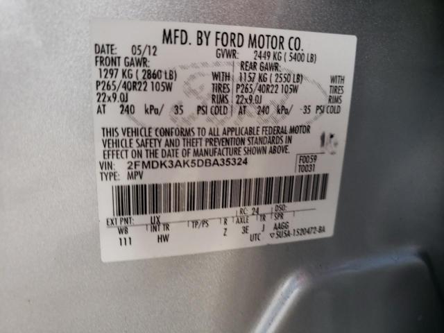 2FMDK3AK5DBA35324 - 2013 FORD EDGE SPORT SILVER photo 14