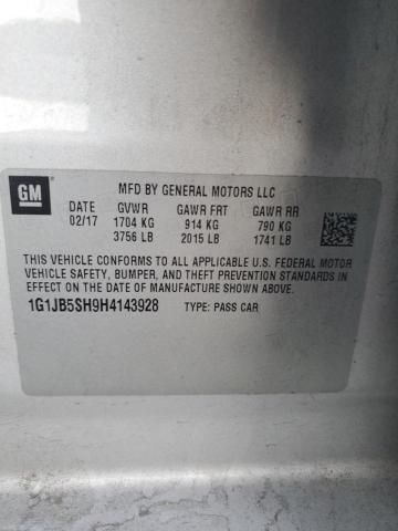 1G1JB5SH9H4143928 - 2017 CHEVROLET SONIC LS 米色 照片 12