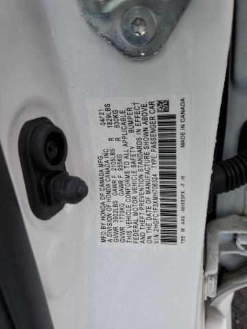 2HGFC1F3XMH706324 - 2021 HONDA CIVIC EX WHITE photo 12