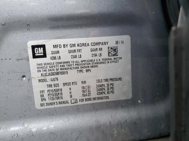 KL4CJASB2EB785819 - 2014 BUICK ENCORE GRAY photo 12