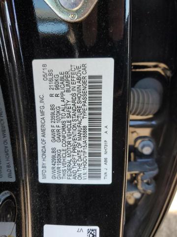 1HGCV1F15JA185888 - 2018 HONDA ACCORD LX BLACK photo 12