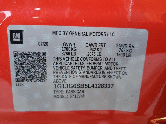 1G1JG6SB5L4128337 - 2020 CHEVROLET SONIC RED photo 12