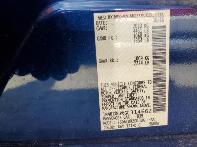 1N4BZ0CP6GC314662 - 2016 NISSAN LEAF SV BLUE photo 13