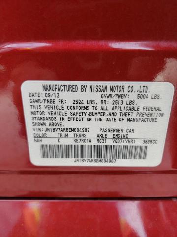 JN1BV7AR8EM694987 - 2014 INFINITI Q50 BASE RED photo 12