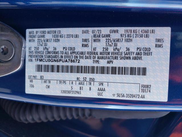 1FMCU0GN6PUA78672 - 2023 FORD ESCAPE ACTIVE BLUE photo 13