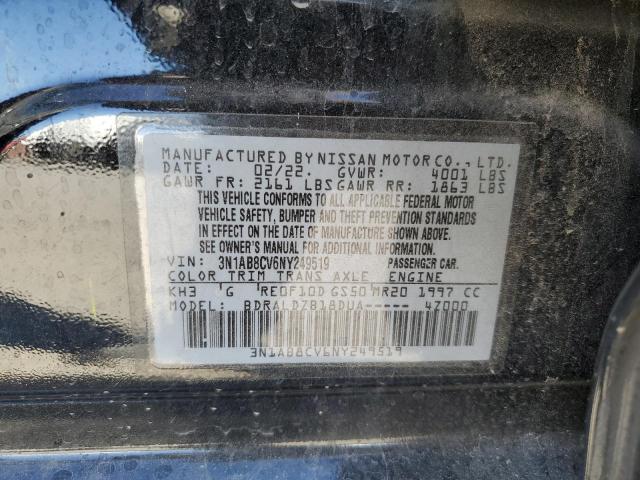 3N1AB8CV6NY249519 - 2022 NISSAN SENTRA SV BLACK photo 12