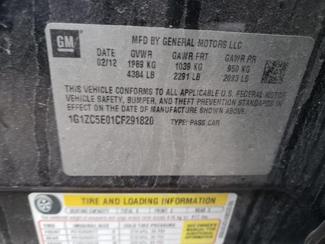 1G1ZC5E01CF291820 - 2012 CHEVROLET MALIBU 1LT CHARCOAL photo 12