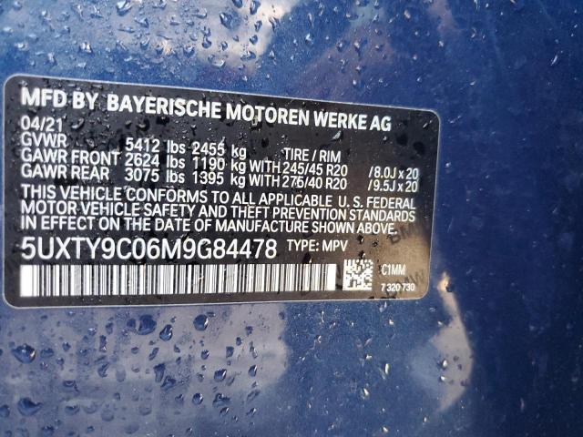 5UXTY9C06M9G84478 - 2021 BMW X3 XDRIVEM40I BLUE photo 14