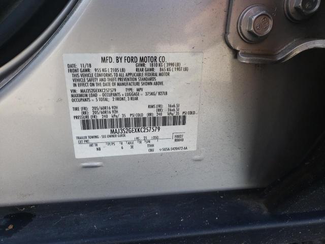 MAJ3S2GEXKC257579 - 2019 FORD ECOSPORT SE SILVER photo 13