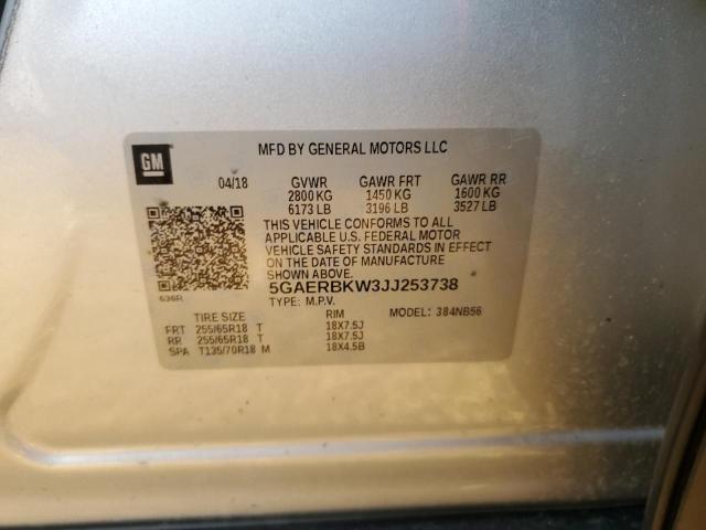 5GAERBKW3JJ253738 - 2018 BUICK ENCLAVE ESSENCE 银色 照片 13