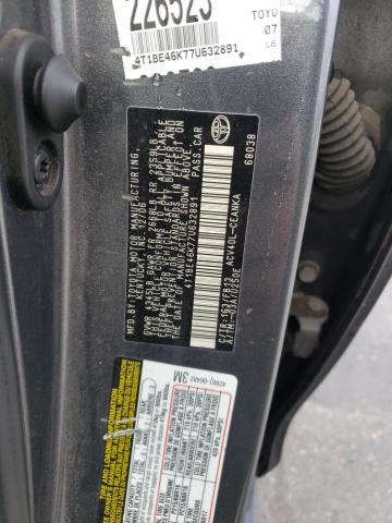 4T1BE46K77U632891 - 2007 TOYOTA CAMRY CE CHARCOAL photo 12