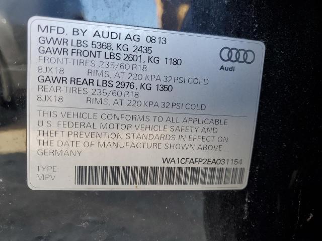 WA1CFAFP2EA031154 - 2014 AUDI Q5 PREMIUM GRAY photo 13