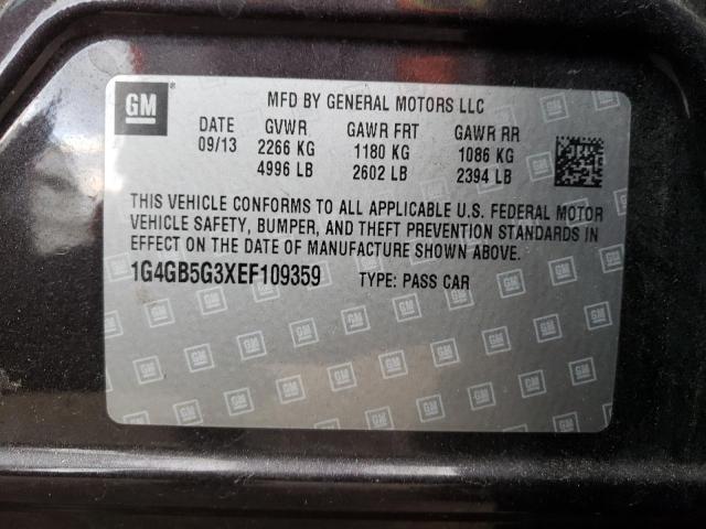 1G4GB5G3XEF109359 - 2014 BUICK LACROSSE GRAY photo 12