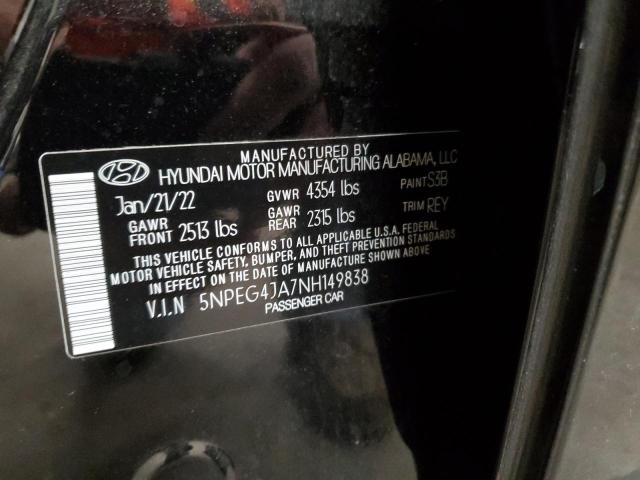 5NPEG4JA7NH149838 - 2022 HYUNDAI SONATA SE BLACK photo 13