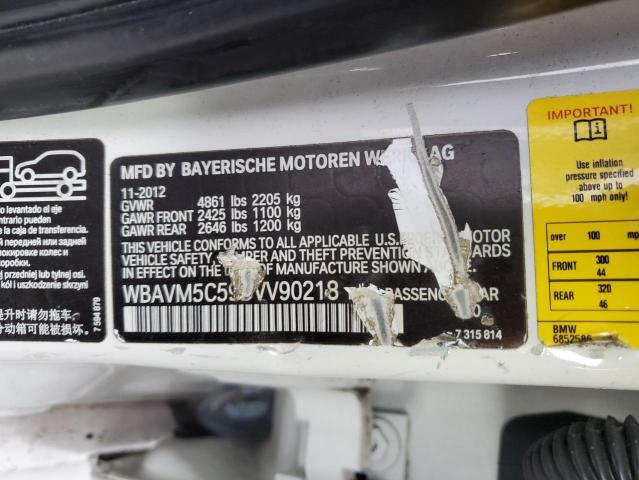 WBAVM5C59DVV90218 - 2013 BMW X1 XDRIVE35I WHITE photo 12