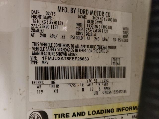 1FMJU2AT8FEF28633 - 2015 FORD EXPEDITION LIMITED WHITE photo 13